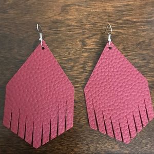 Fringe Faux Leather Earrings